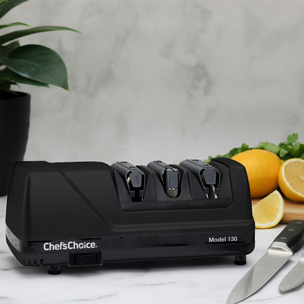 Chef's Choice 130 EdgeSelect Professional Electric Knife Sharpener for Straight Edge and Serrated Knives, in Black (0130501)