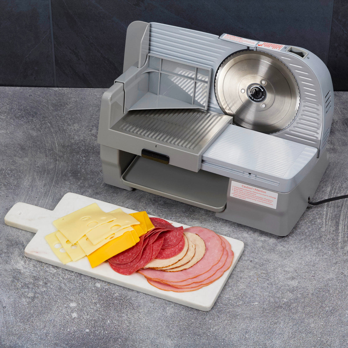 Chef's Choice 609 Electric Meat, Cheese and Bread Slicer with 7" Stainless Blade and Adjustable Thickness Control, in Silver (609A000)