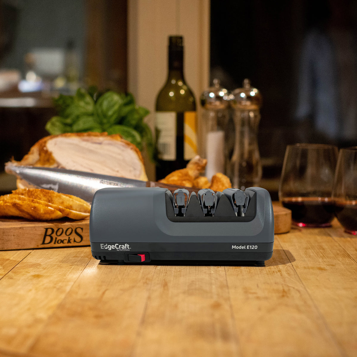 Edgecraft 120 Professional Electric Knife Sharpener, 3-Stage 20-Degree Trizor, in Gray (SHE120GY11)
