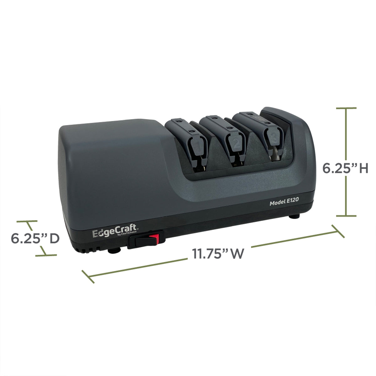 Edgecraft 120 Professional Electric Knife Sharpener, 3-Stage 20-Degree Trizor, in Gray (SHE120GY11)