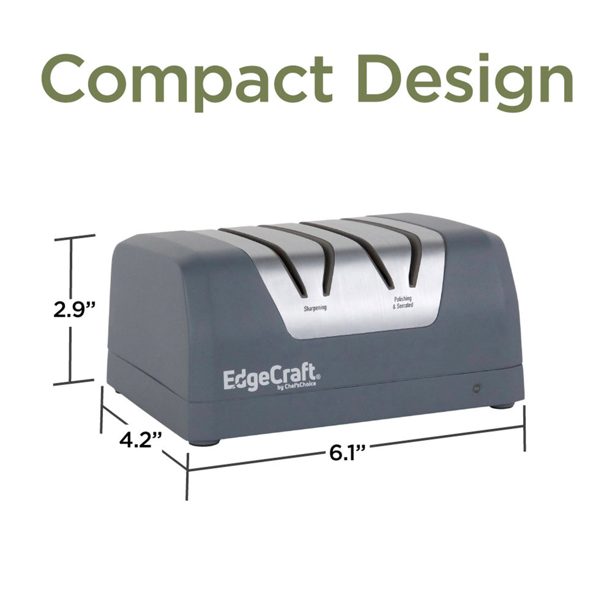 Edgecraft EDCB220 Rechargeable Two-Stage DC 220 Electric Knife Sharpener, for Most Outdoor and Household Knives, in Ice Gray (SHE22BGY11)