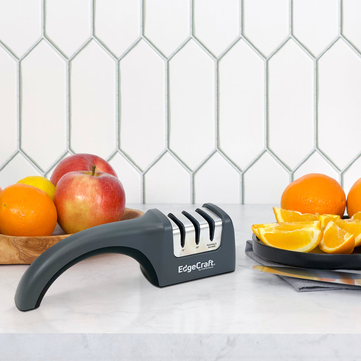 Edgecraft 4635 AngleSelect Manual Knife Sharpener, 2-Stage 15 or 20-Degree Dizor, in Gray (SHE635GY12)