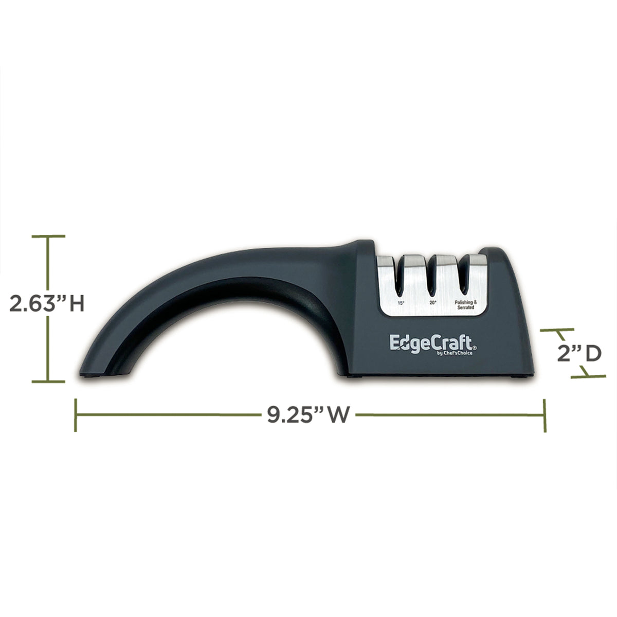 Edgecraft 4635 AngleSelect Manual Knife Sharpener, 2-Stage 15 or 20-Degree Dizor, in Gray (SHE635GY12)