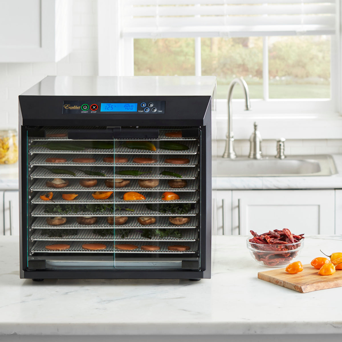 Excalibur EXC10EL 10 Tray Commercial Food Dehydrator with Adjustable Temperature Control and Two 99-Hour Timers, in Stainless Steel