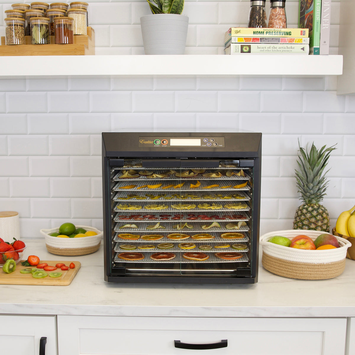 Excalibur EXC10EL 10 Tray Commercial Food Dehydrator with Adjustable Temperature Control and Two 99-Hour Timers, in Stainless Steel