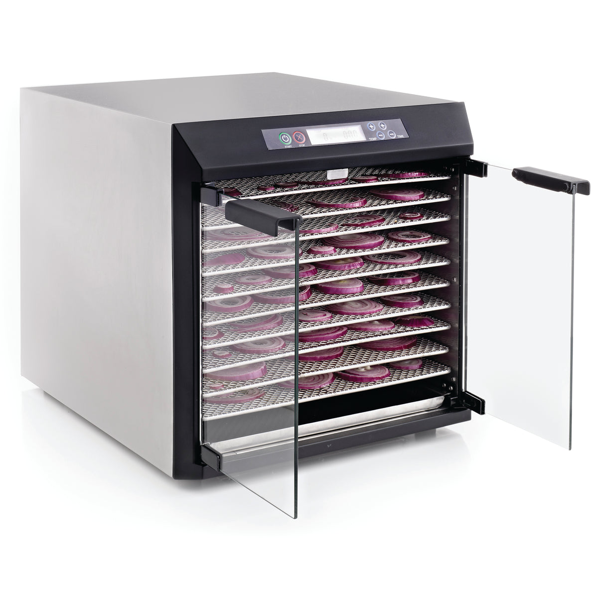 Excalibur EXC10EL 10 Tray Commercial Food Dehydrator with Adjustable Temperature Control and Two 99-Hour Timers, in Stainless Steel