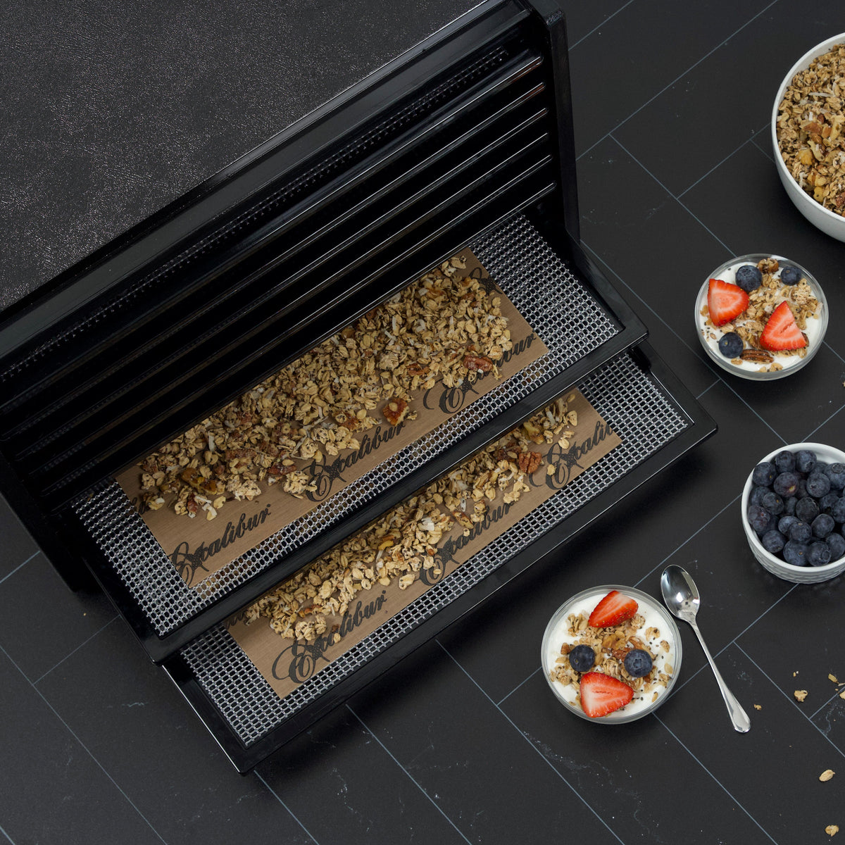 Excalibur 3900 9-Tray Food Dehydrator with Adjustable Thermostat, in Black (3900B)