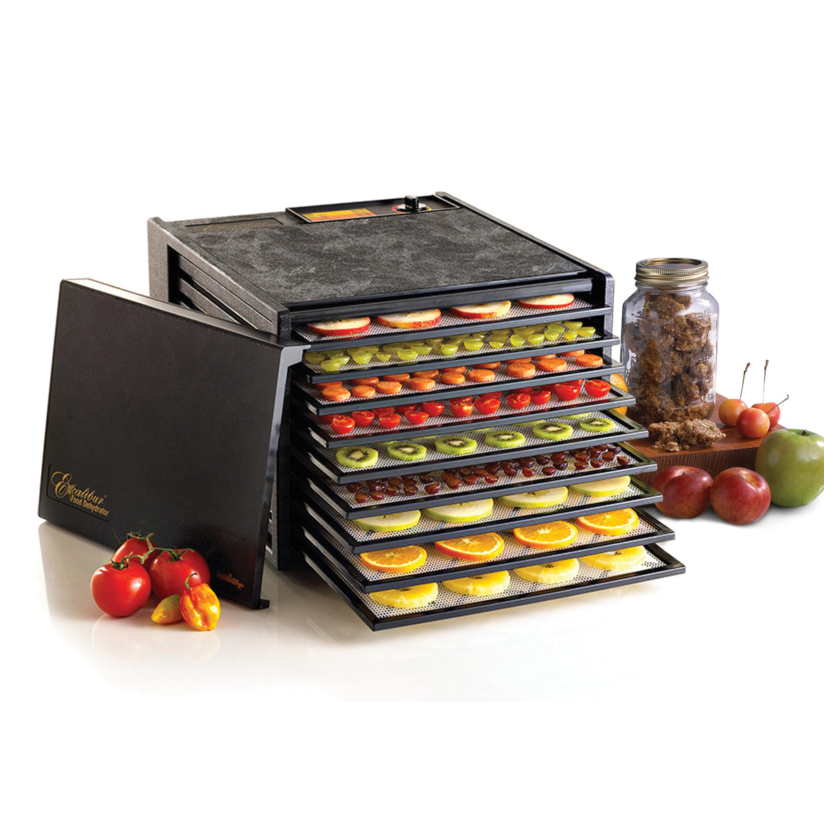 Excalibur 3900 9-Tray Food Dehydrator with Adjustable Thermostat, in Black (3900B)