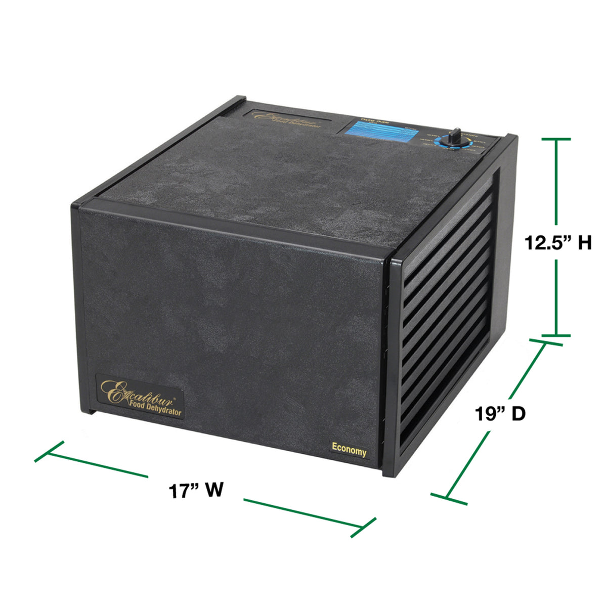 Excalibur 2900ECB 9 Tray Manual Food Dehydrator with Adjustable Thermostat, 15 Sq Ft Capacity, in Black