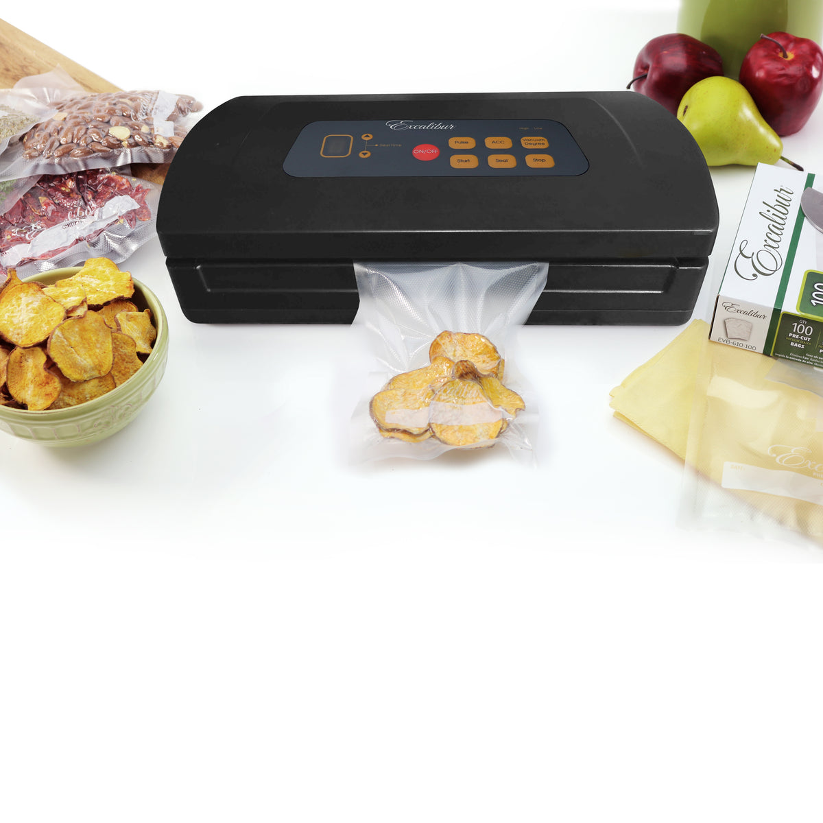 Excalibur EHVR12 12” Vacuum Sealer with Built-in Roll Holder, in Black