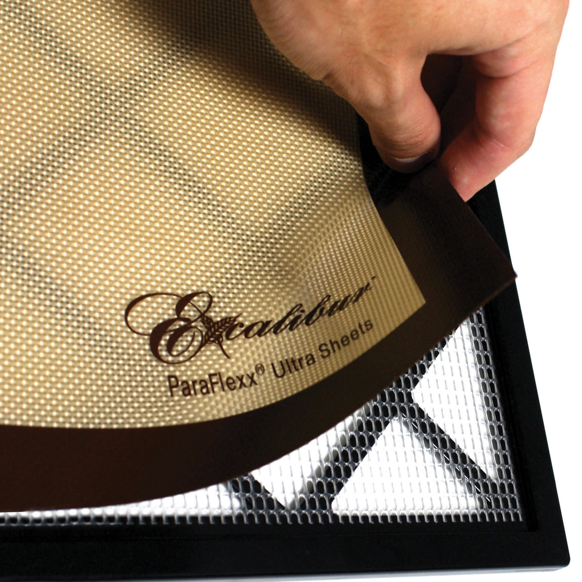 Excalibur PFU14 ParaFlexx Ultra Silicone Non-Stick Drying Sheet, 14" x 14", in Brown