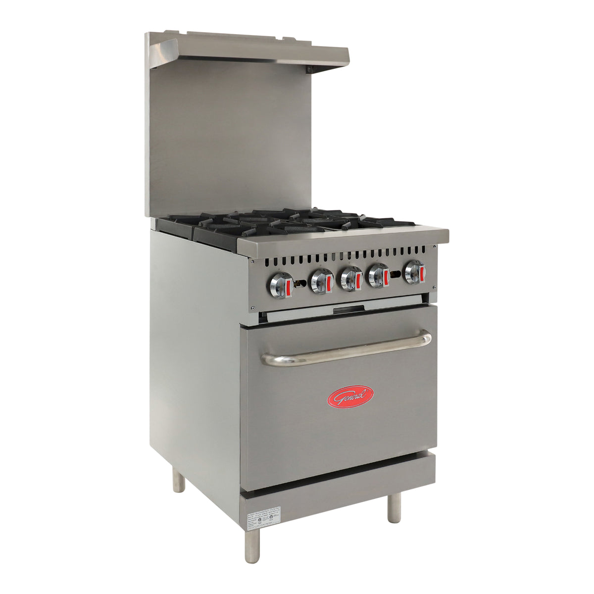 General GR4-24 Gas Range with Oven, 4 Burners, 120,000 BTU, 24", in Stainless Steel (GR4-24LP)