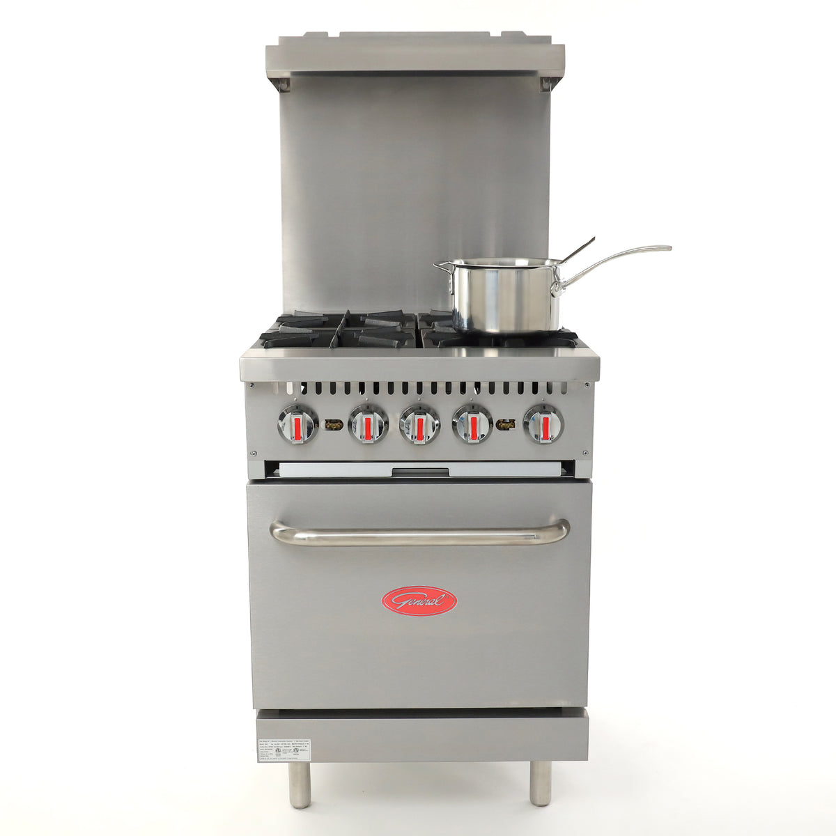 General GR4-24 Gas Range with Oven, 4 Burners, 120,000 BTU, 24", in Stainless Steel (GR4-24LP)