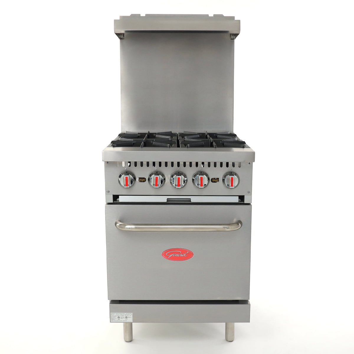 General GR4-24 Gas Range with Oven, 4 Burners, 120,000 BTU, 24", in Stainless Steel (GR4-24LP)