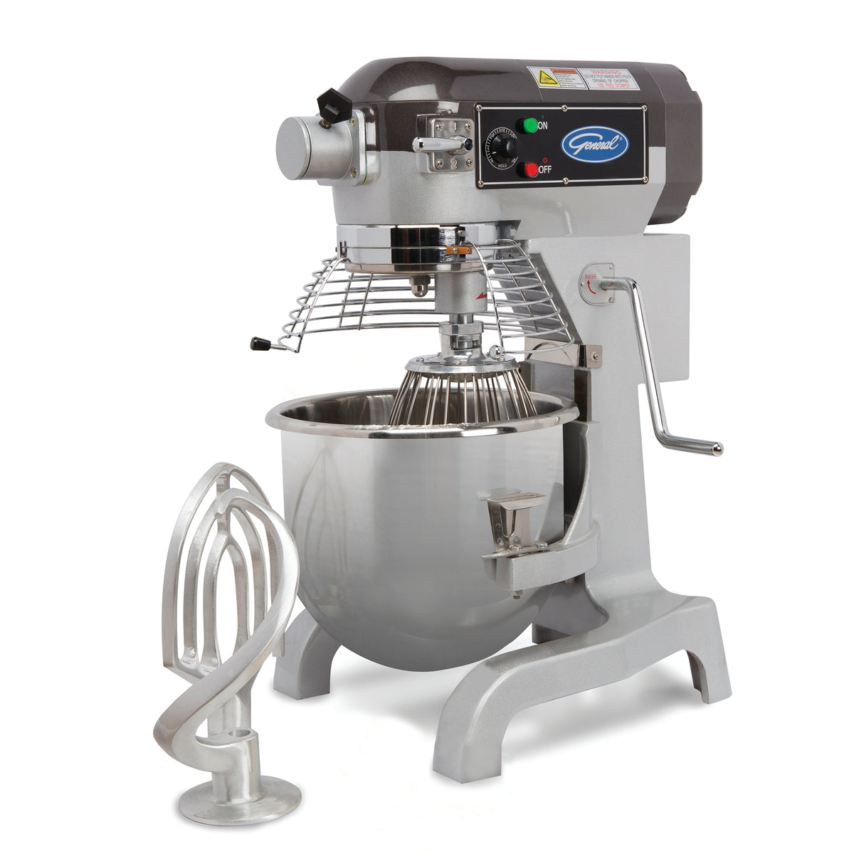 General GEM120 Planetary Stand Mixer, 20 Quart, with Guard and Standard Accessories, 120V, 1.5 HP, in Stainless Steel