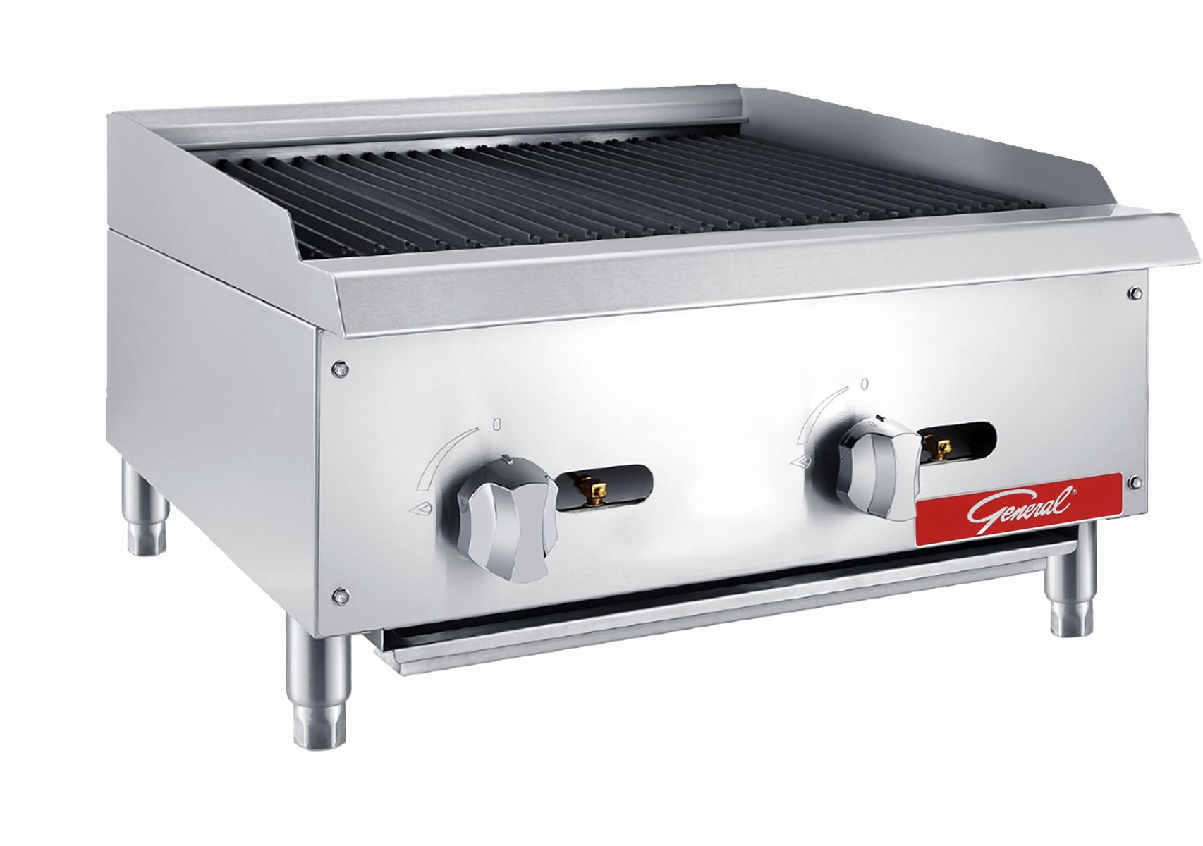 General GCRB-24 Charbroiler Grill, 2 Burners, 100,000 BTU's, 24", in Stainless Steel (GCRB-24LP)