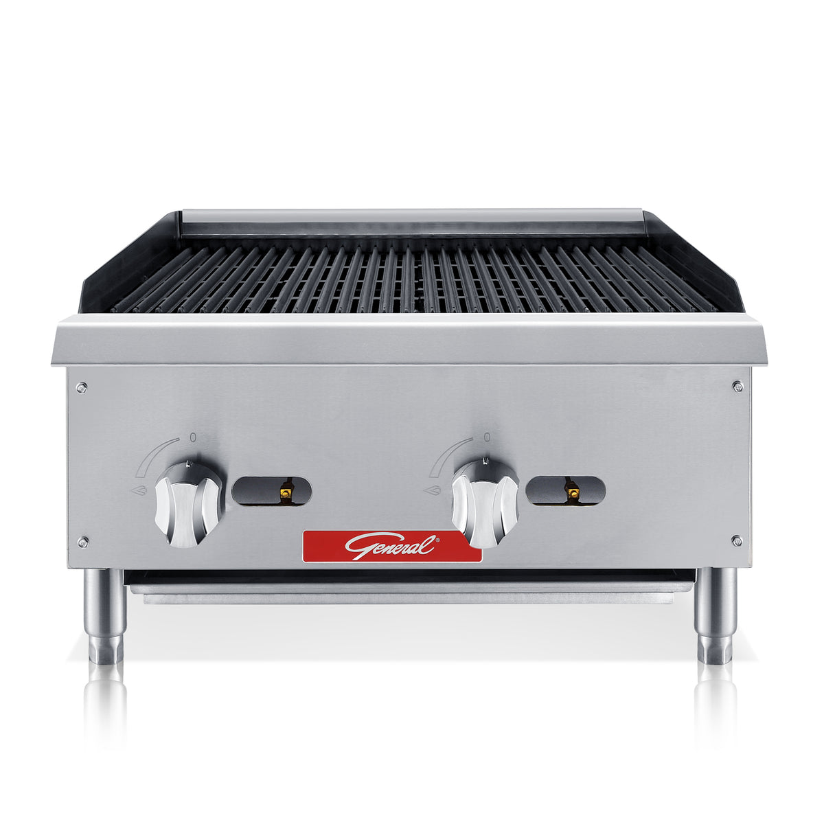 General GCRB-24 Charbroiler Grill, 2 Burners, 100,000 BTU's, 24", in Stainless Steel (GCRB-24LP)