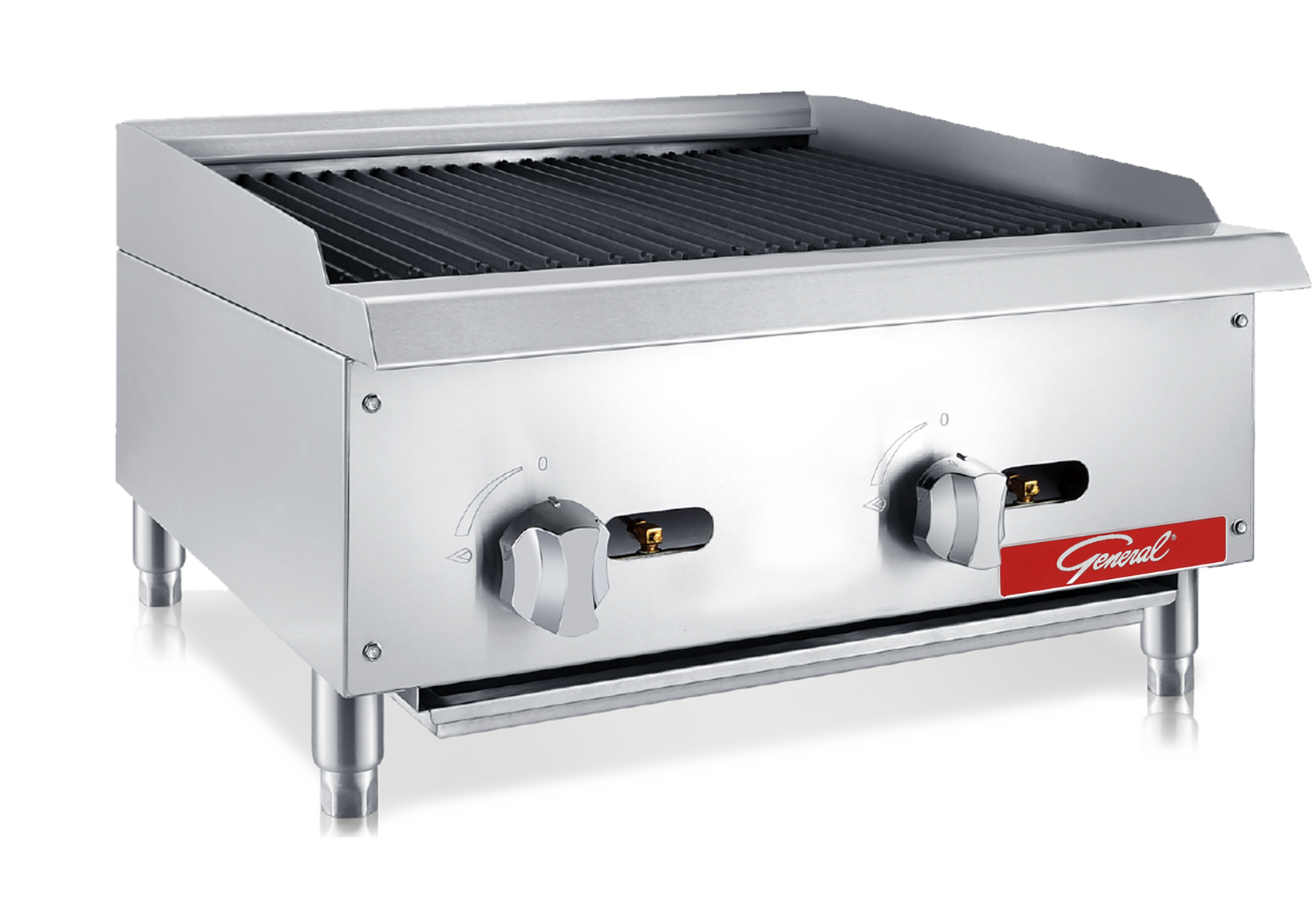 General GCCB-24 Lava Rock Charbroiler, 2 Burners, 70,000 BTU's, 24", in Stainless Steel (GCCB-24LP)