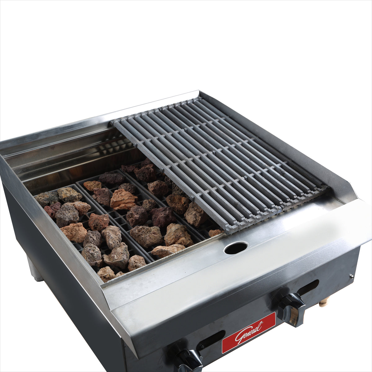 General GCCB-24 Lava Rock Charbroiler, 2 Burners, 70,000 BTU's, 24", in Stainless Steel (GCCB-24LP)