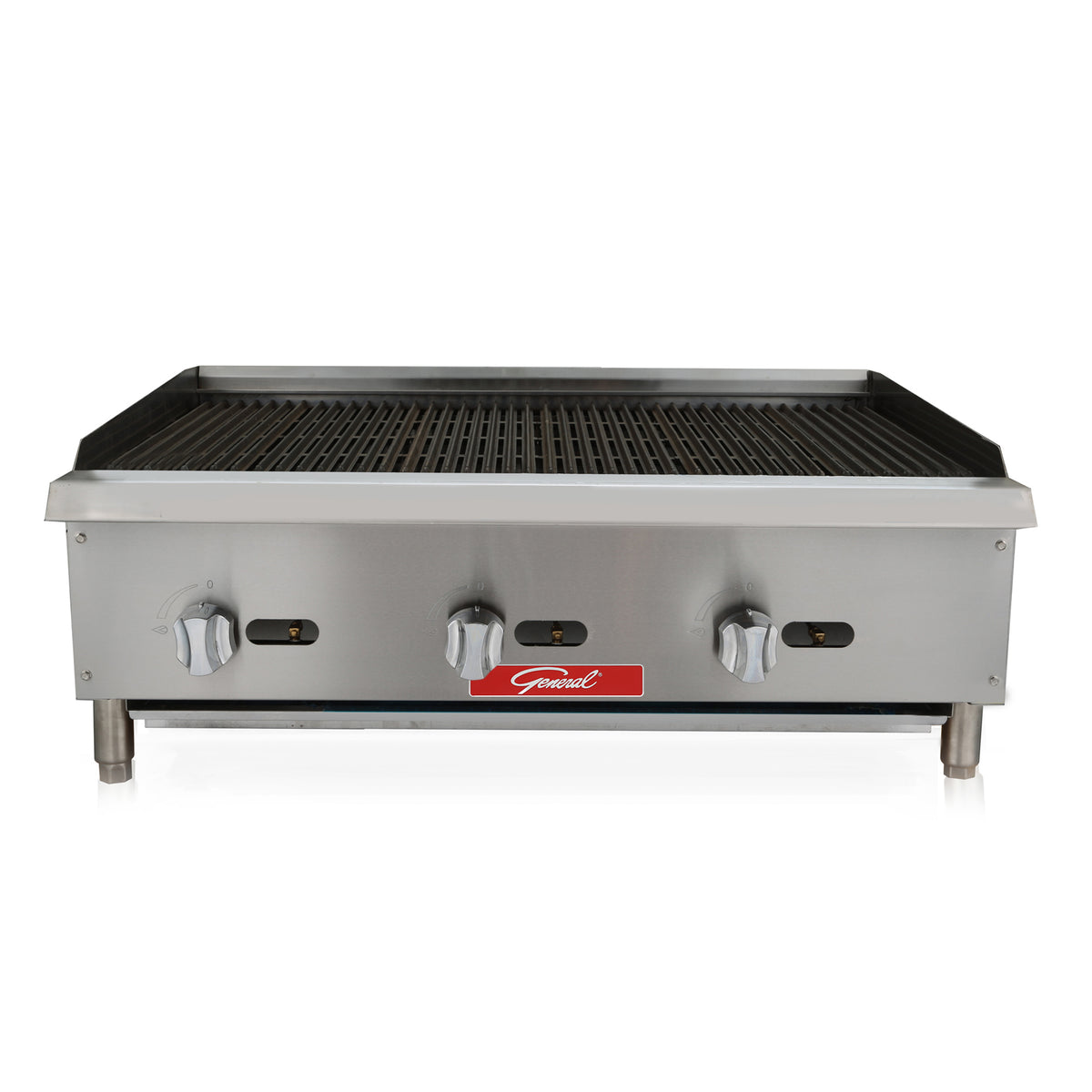 General GCCB-36 Lava Rock Charbroiler, 3 Burners, 105,000 BTU's, 36", in Stainless Steel (GCCB-36NG)