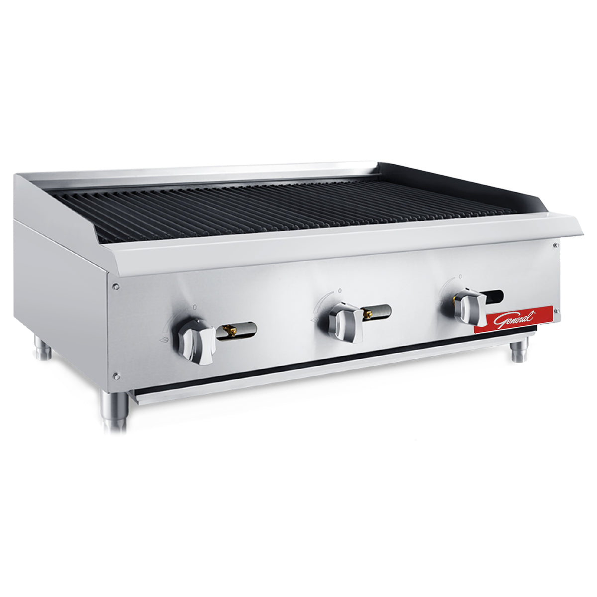 General GCCB-36 Lava Rock Charbroiler, 3 Burners, 105,000 BTU's, 36", in Stainless Steel (GCCB-36LP)