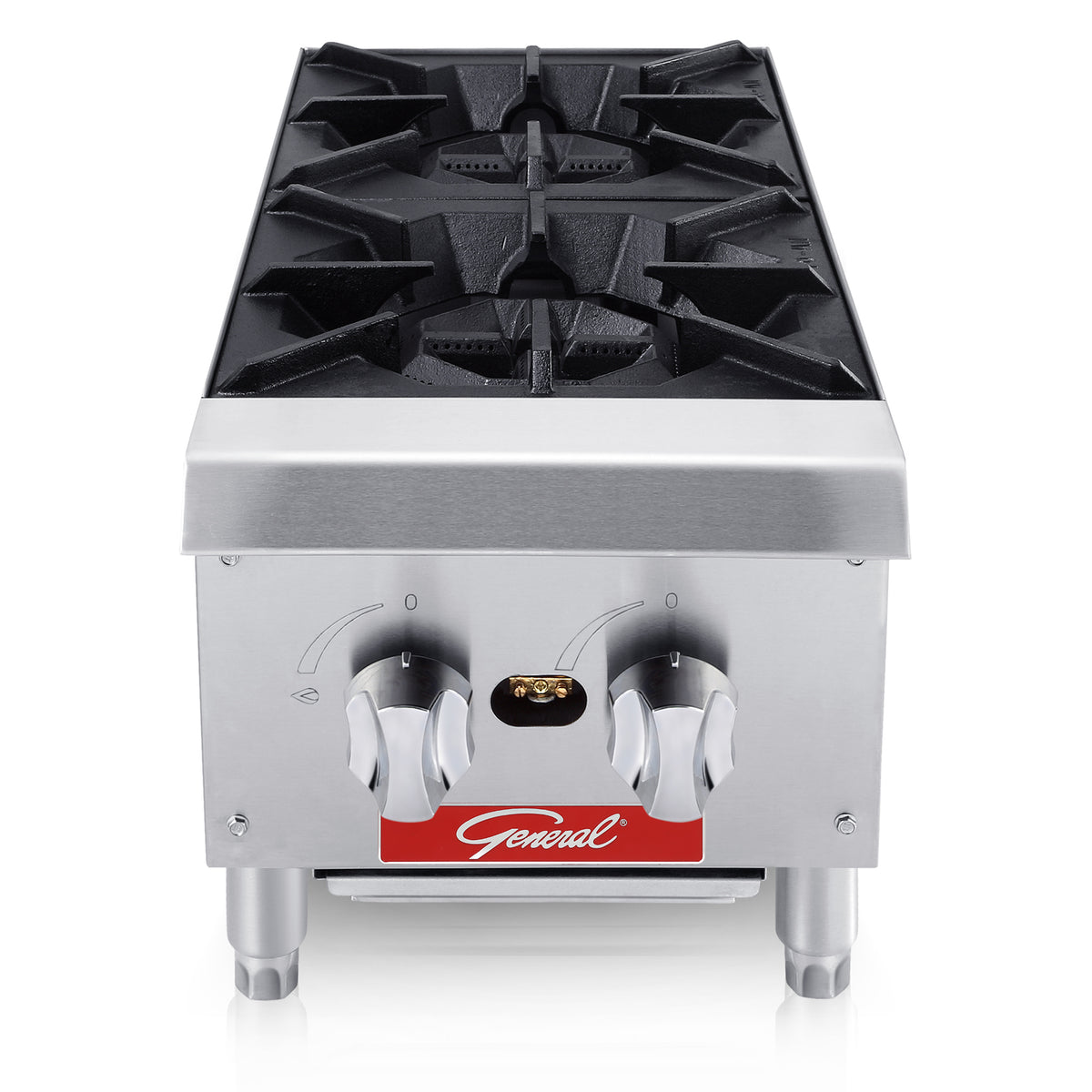 General GCHP-12-2 Hot Plate, 2 Burners, 50,000 BTUs, 12", in Stainless Steel (GCHP-12-6LP)