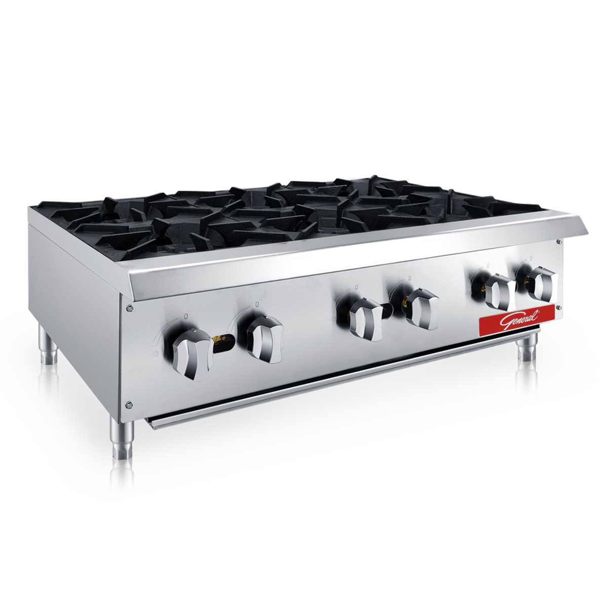 General GCHP-36-6 Hot Plate, 6 Burners, 150,000 BTUs, 36", in Stainless Steel (GCHP-36-6LP)