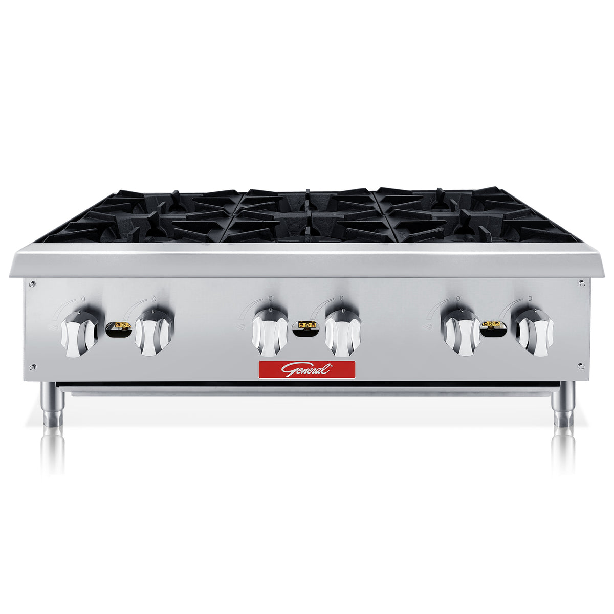 General GCHP-36-6 Hot Plate, 6 Burners, 150,000 BTUs, 36", in Stainless Steel (GCHP-36-6LP)