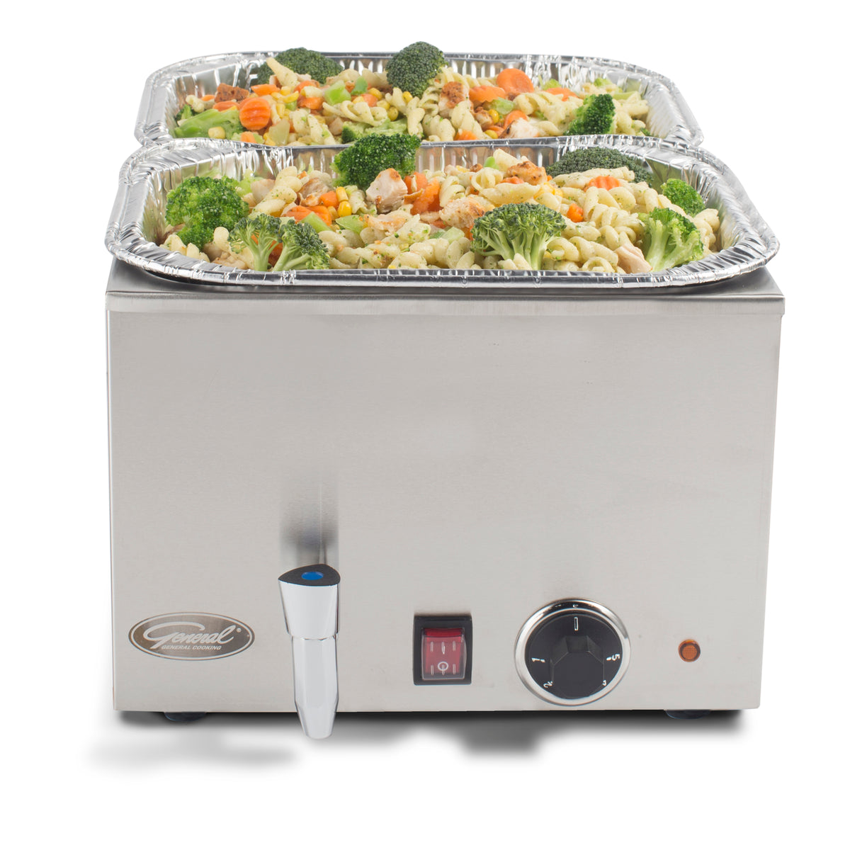 General GFW-100D Electric Countertop Food Warmer with Drain, in Stainless Steel