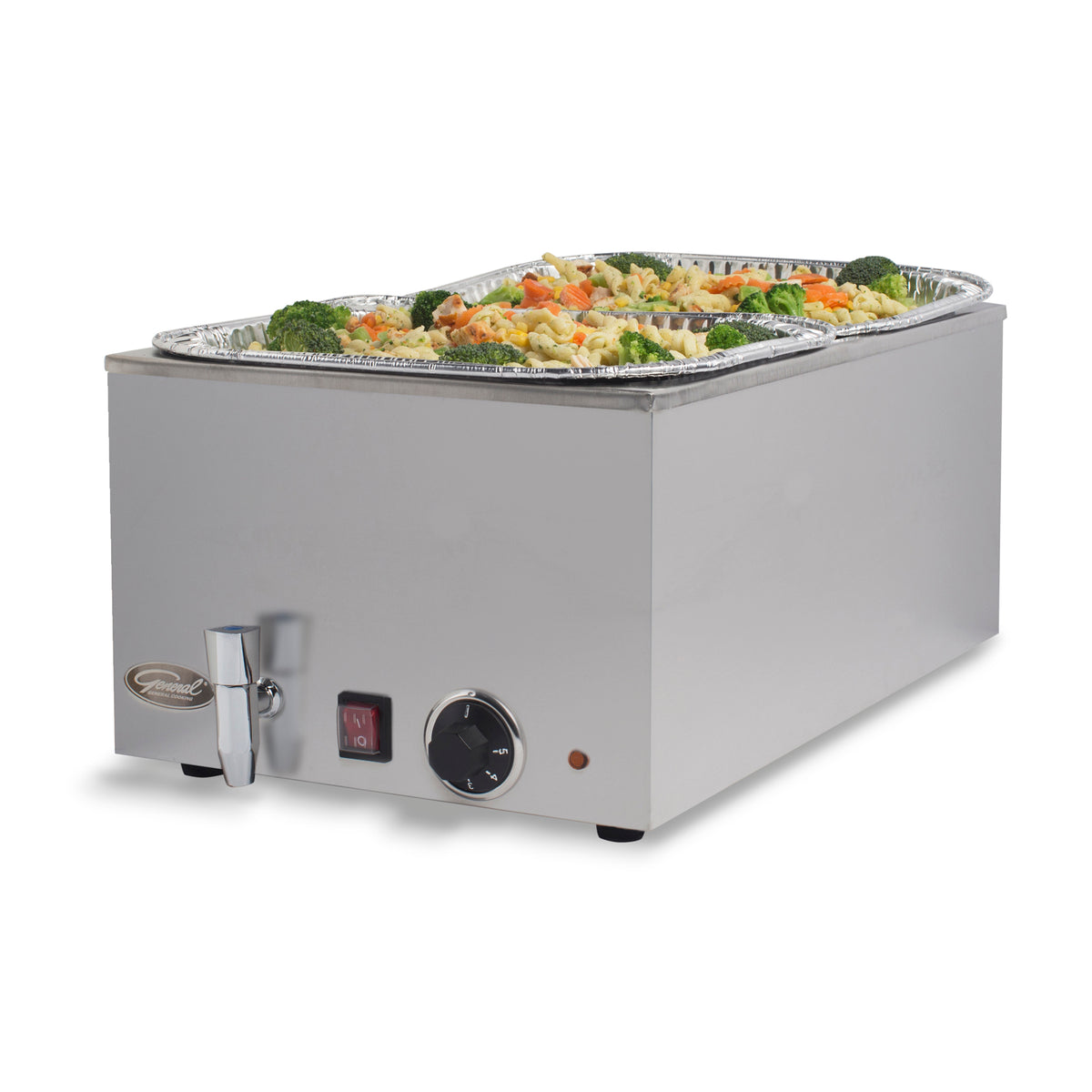 General GFW-100D Electric Countertop Food Warmer with Drain, in Stainless Steel