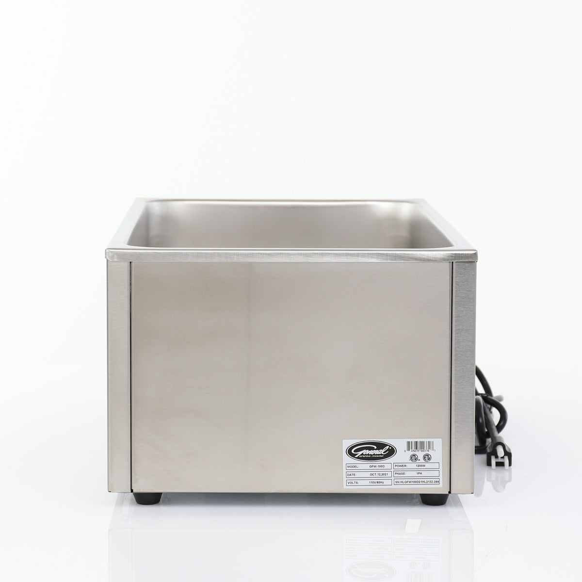 General GFW-100D Electric Countertop Food Warmer with Drain, in Stainless Steel