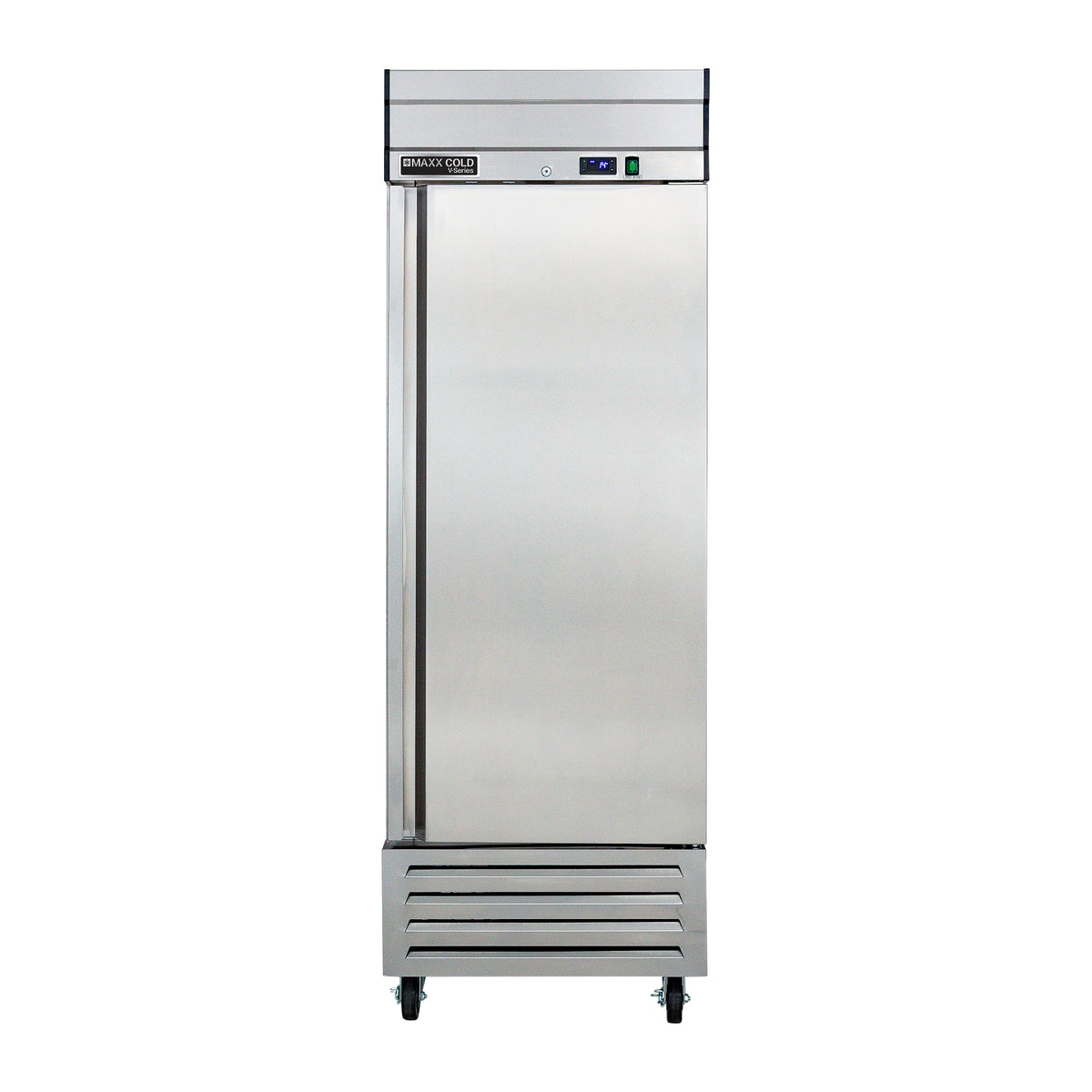 Maxx Cold MVR-23FD V-Series 1 Solid Door Reach-In Refrigerator, Bottom Mount, 27"W, 19 cu. ft. Storage Capacity, in Stainless Steel (MVR-23FDHC)