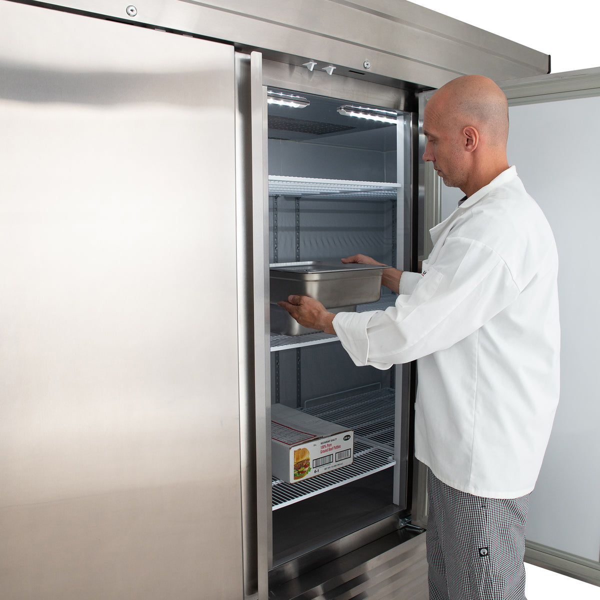 Maxx Cold MVF-72FD V-Series 3 Door Reach-In Freezer, Bottom Mount, 81"W, 65 cu. ft. Storage Capacity, in Stainless Steel (MVF-72FDHC)