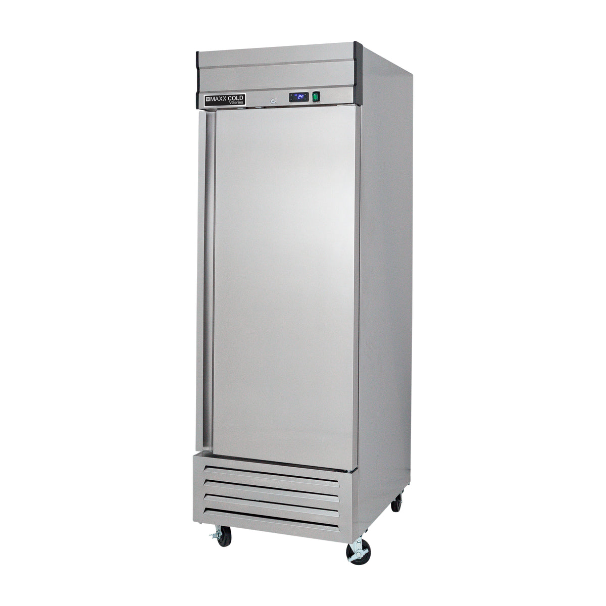 Maxx Cold MVF-23FD V-Series 1 Door Reach-In Freezer, Bottom Mount, 27"W, 19 cu. ft. Storage Capacity, in Stainless Steel (MVF-23FDHC)