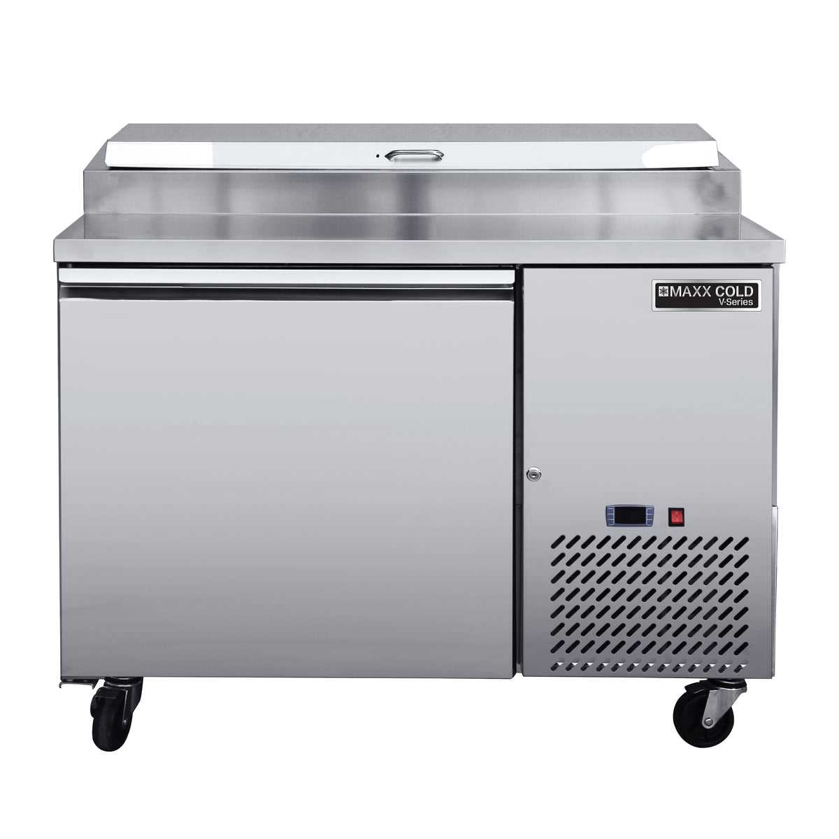 Maxx Cold MVPP50HC V-Series 1 Door Refrigerated Pizza Prep Table, 50"W, 11 cu ft, in Stainless Steel
