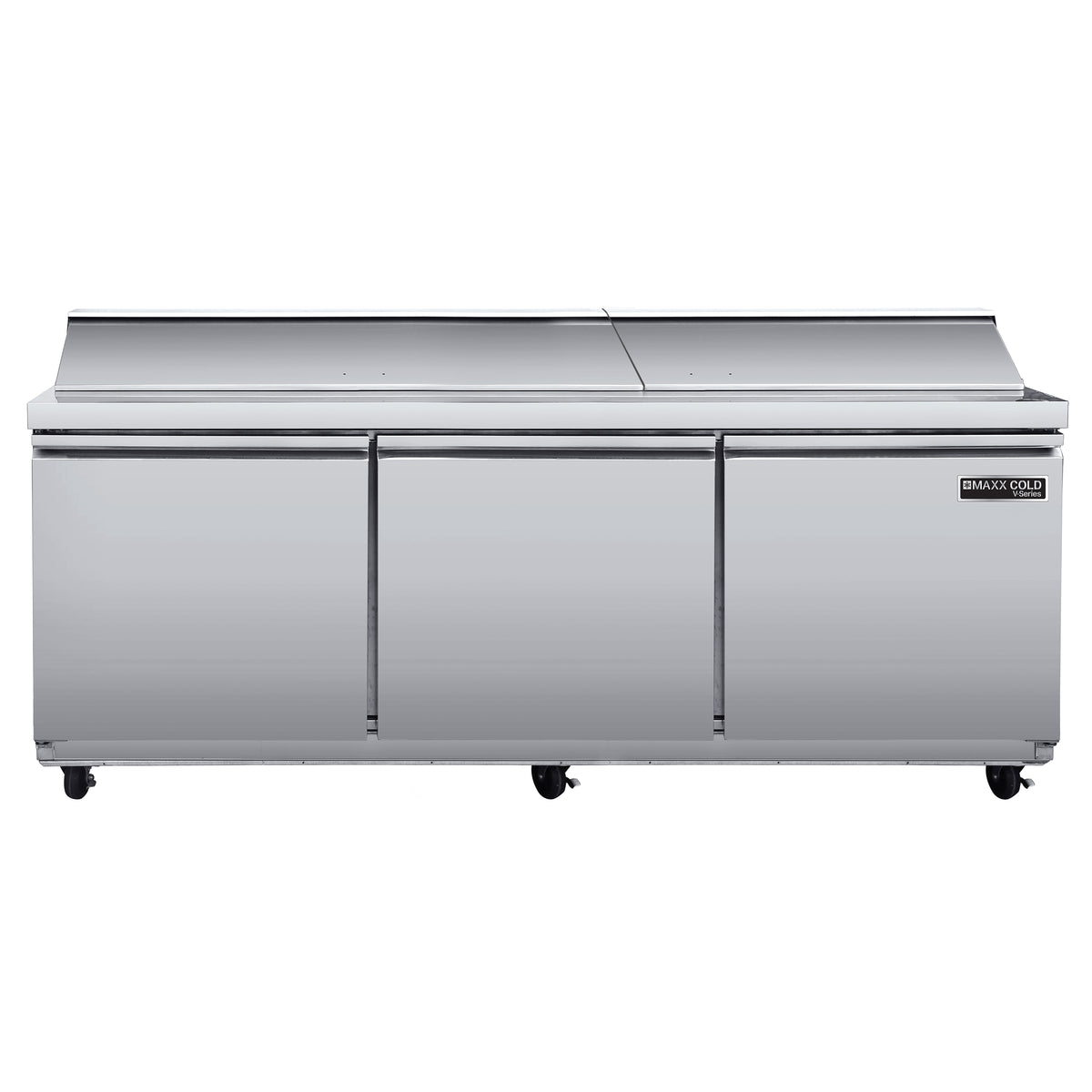 Maxx Cold MVR72MHC V-Series 3 Door Refrigerated Mega Top Prep Table, 72"W, 19.6 cu ft, in Stainless Steel