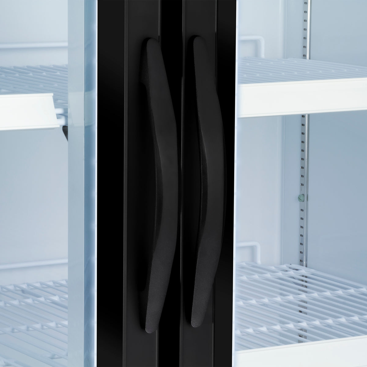 Maxx Cold MVMR48 V-Series Double Glass Door Merchandiser Refrigerator, 54"W, 48 cu. ft. Storage Capacity, in Black (MVMR48B)