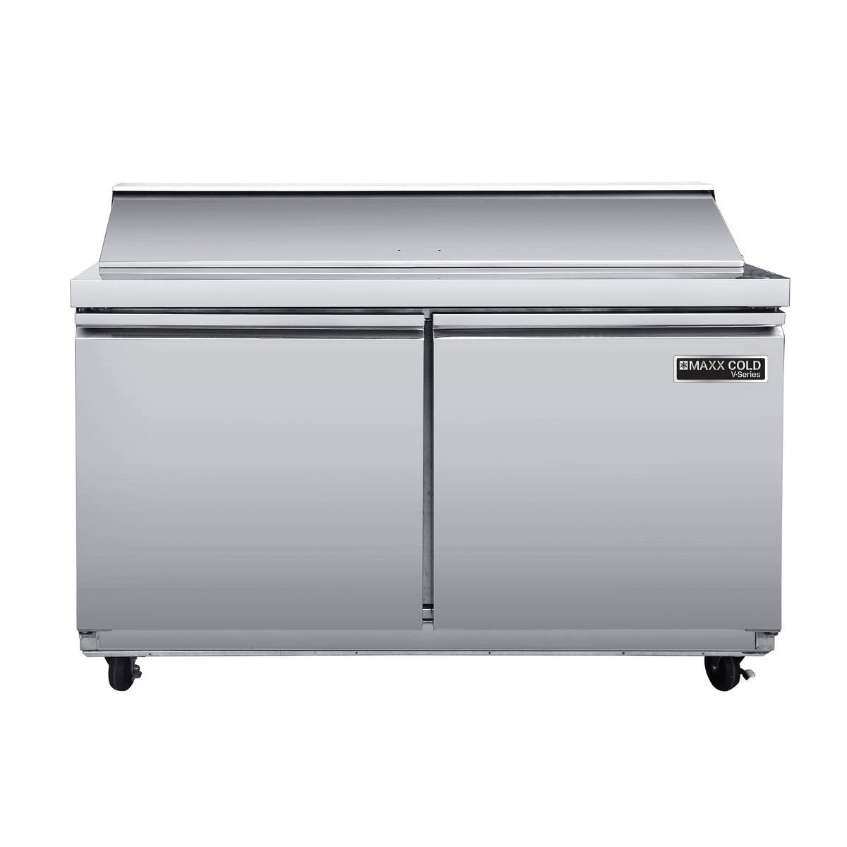Maxx Cold MVR48SHC V-Series 2 Door Refrigerated Sandwich and Salad Prep Station, 48"W, 13.2 cu ft, in Stainless Steel