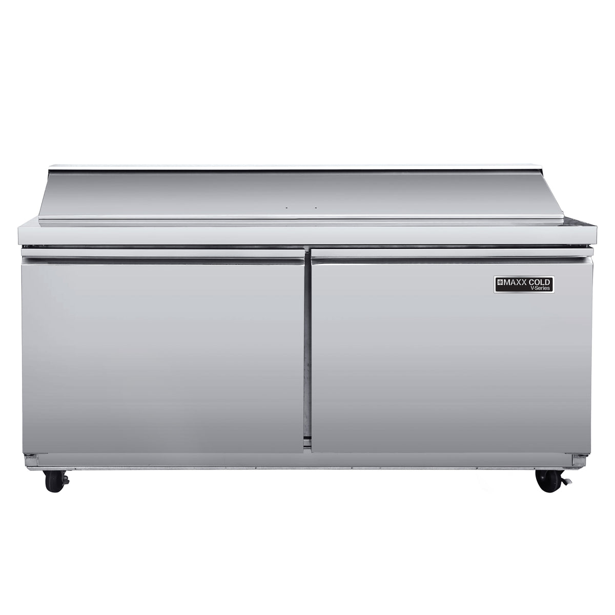 Maxx Cold MVR60SHC V-Series 2 Door Refrigerated Sandwich and Salad Prep Station, 60"W, 17.3 cu ft, in Stainless Steel