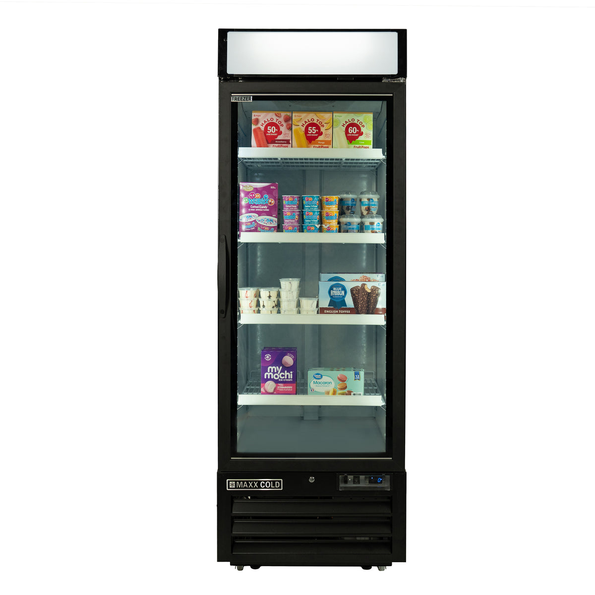 Maxx Cold MVMF23 V-Series Single Glass Door Merchandiser Freezer, 27"W, 23 cu. ft. Capacity, in Black (MVMF23B)