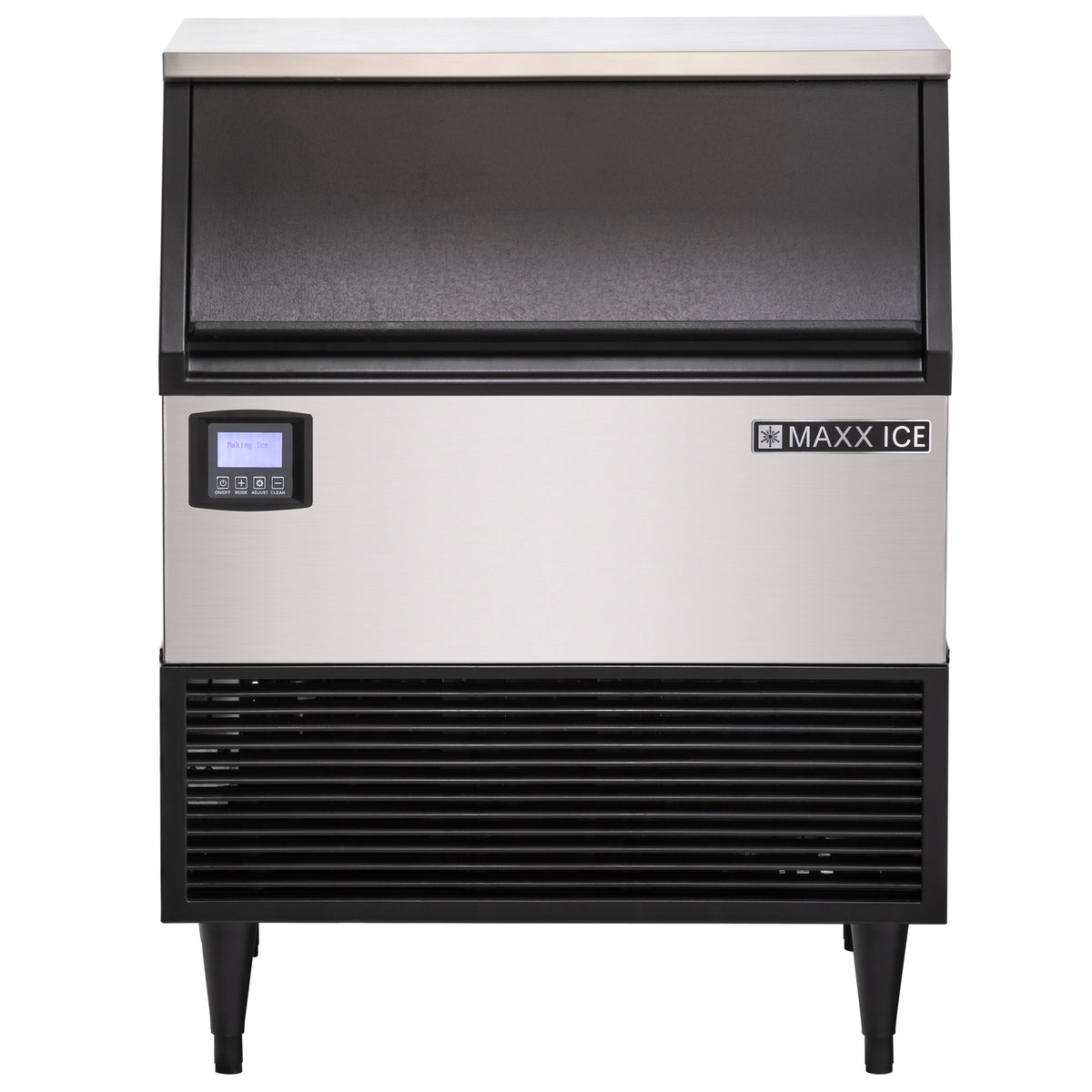 Maxx Ice MIM320NH Intelligent Series Ice Machine, 328 lbs, Half Dice Ice Cubes, 100 lbs Built-in Ice Storage Bin, Stainless Steel with Black Trim