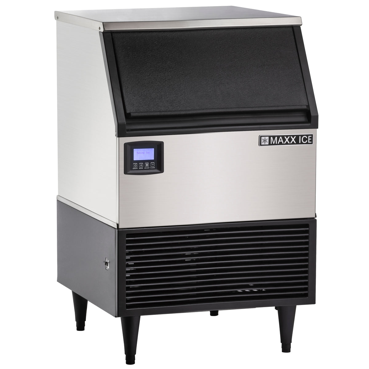 Maxx Ice MIM150N Intelligent Series Ice Machine, 152 lbs, Full Dice Ice Cubes, 75 lbs Built-in Ice Storage Bin, Stainless Steel with Black Trim