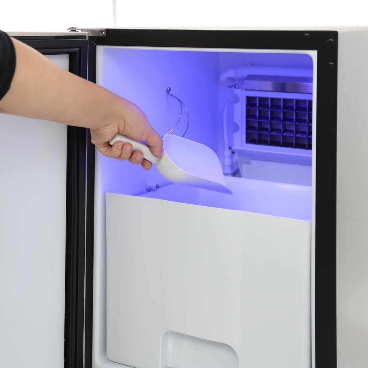 Maxx Ice MIM50 Built-In Indoor Clear Ice Machine, ADA Compliant, 15"W, 65 lbs, Full Dice Ice Cubes, in Black with Stainless Steel Door (MIM50P-ADA)