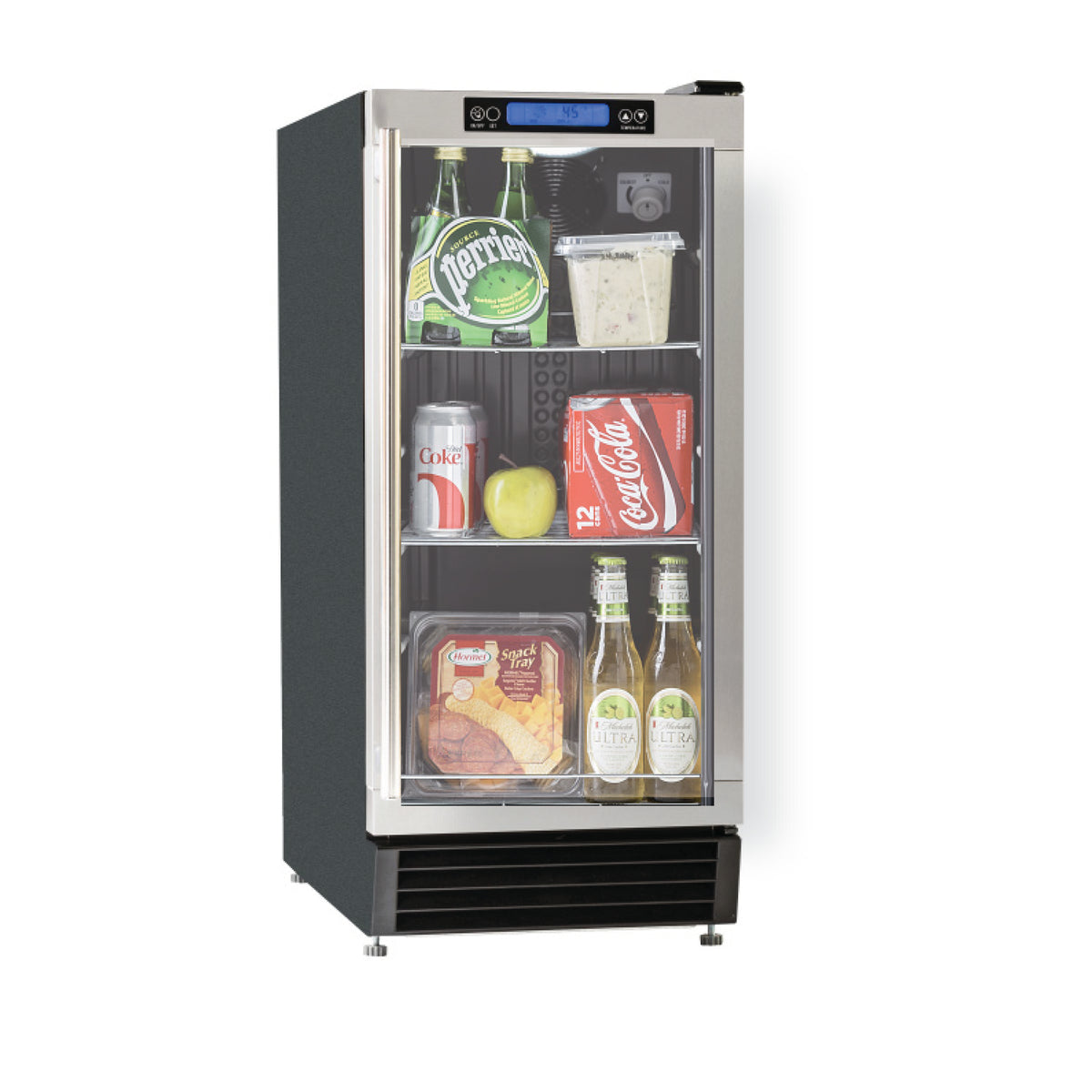 Maxx Ice MCBC3U Indoor Glass Door Beverage Center, Stainless Steel Handle with Black Exterior and 3 Cubic Feet of Storage Capacity