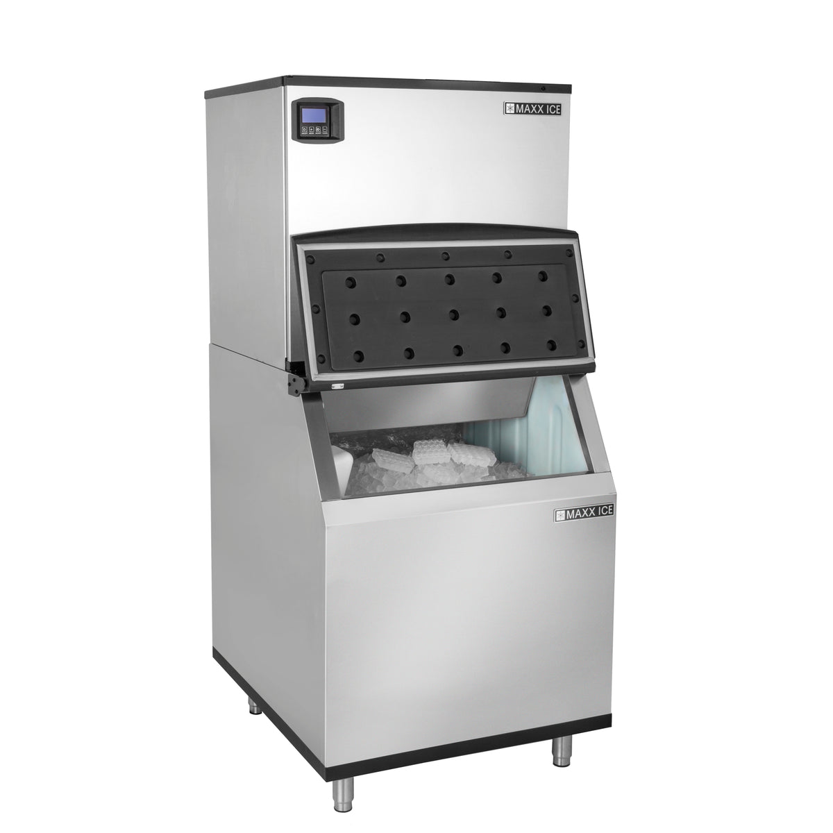 Maxx Ice MIM500N-B470 Intelligent Series Modular Ice Machine, 30"W, 521 lbs, and Storage Bin, 30"W, 470 lbs, in Stainless Steel
