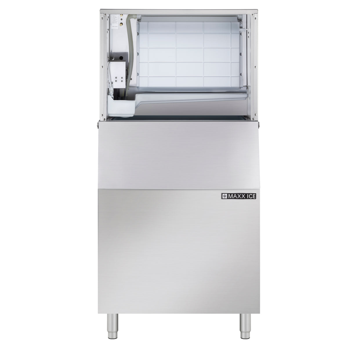 Maxx Ice MIM452-B580 Modular Ice Machine, 30"W, 460 lbs, Full Dice Ice Cubes, and Storage Bin, 30"W, 580 lbs, in Stainless Steel (MIM452-B580SS)