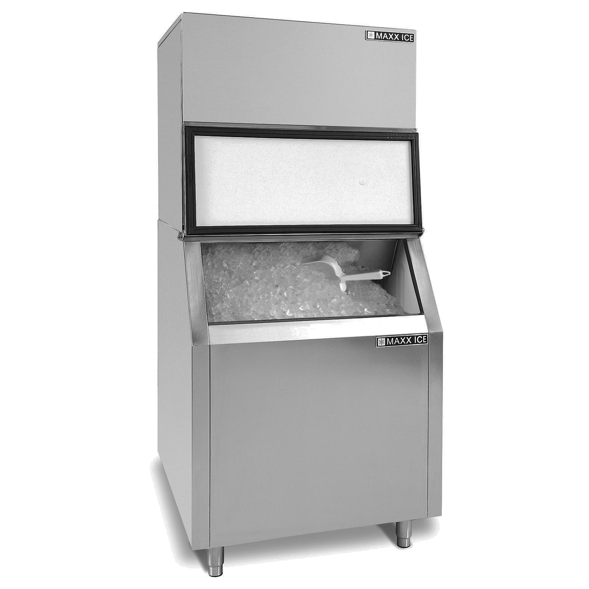 Maxx Ice MIM1000B Modular Ice Machine, 30"W, 1000 lbs Capacity, and Storage Bin, 30"W, 400 lbs Ice Storage Capacity, in Stainless Steel