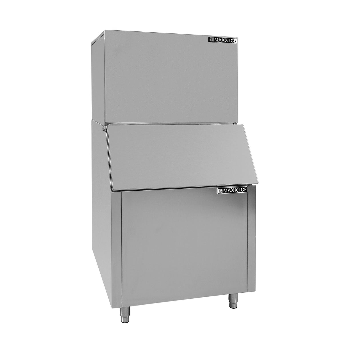 Maxx Ice MIM600B Modular Ice Machine, 30"W, 602 lbs, and Storage Bin, 30"W, 400 lbs, in Stainless Steel