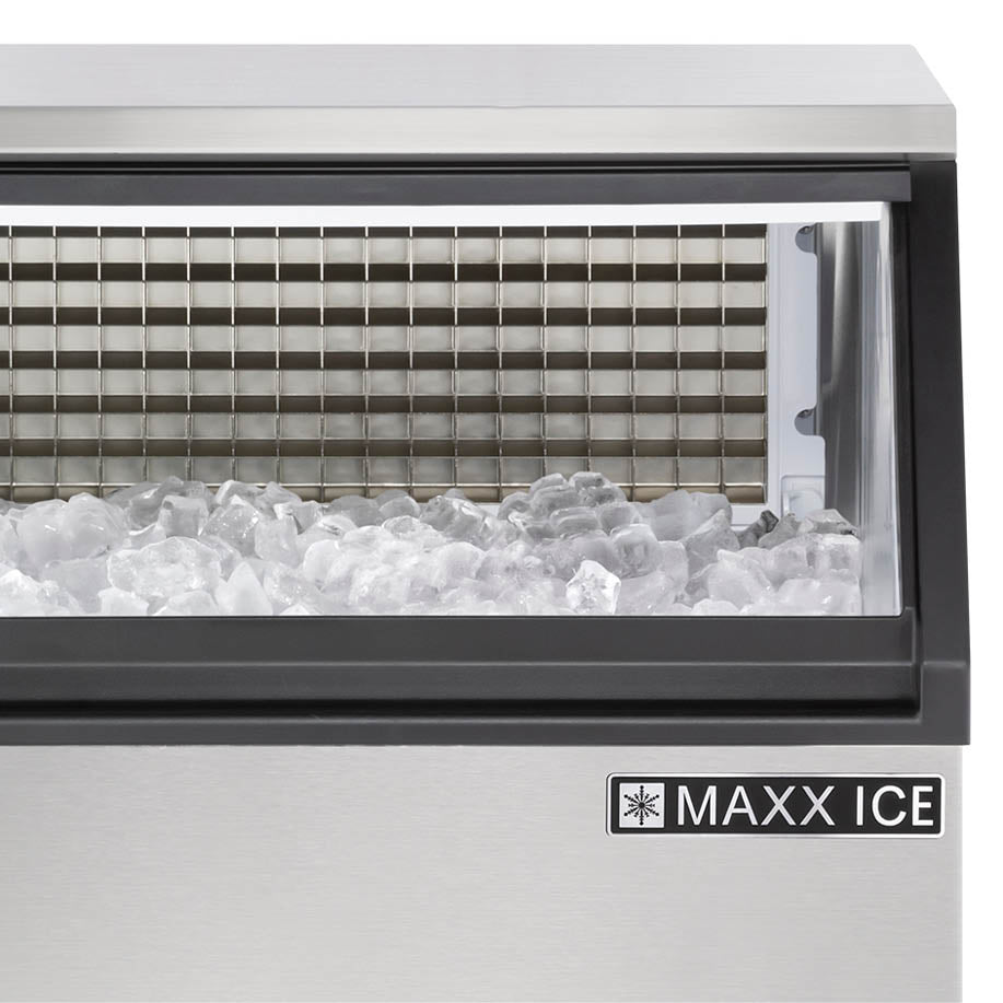 Maxx Ice MIM250 Self-Contained Ice Machine, 260 lbs, Full Dice Ice Cubes, with 75 lb Built-in Ice Storage Bin, in Stainless Steel with Black Trim