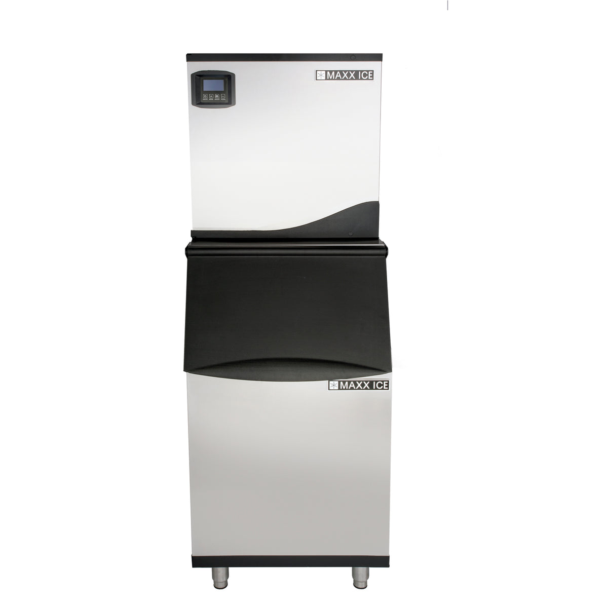 Maxx Ice MIM360NH-B310 Intelligent Series Modular Ice Machine, 22"W, 361 lbs, Half Dice Ice Cubes, with Storage Bin, 22"W, 310 lbs, Stainless Steel